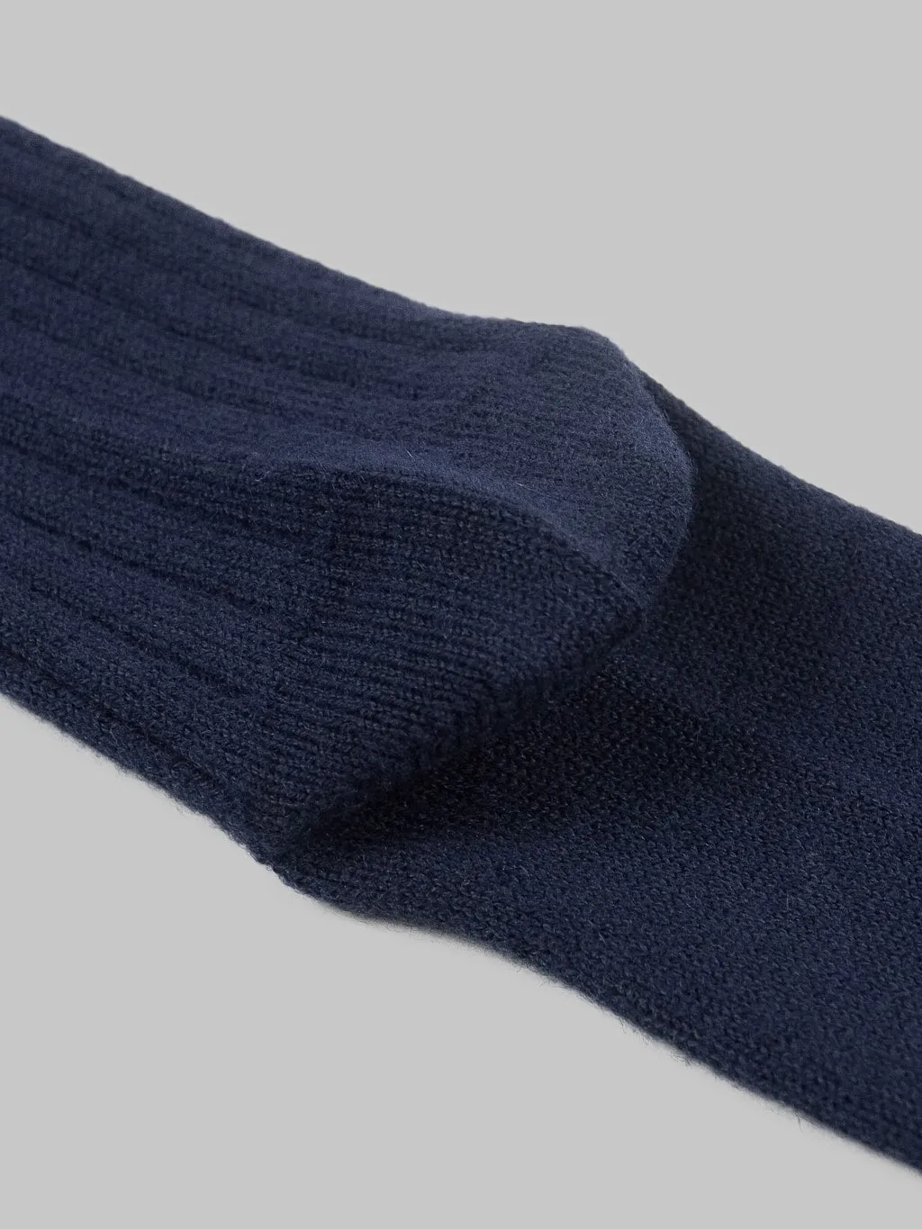 ROTOTO Cotton Wool Ribbed Crew Socks Navy