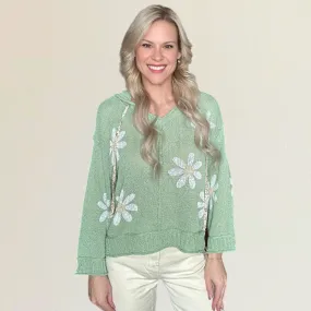 Sage Oasis Floral Knit Top