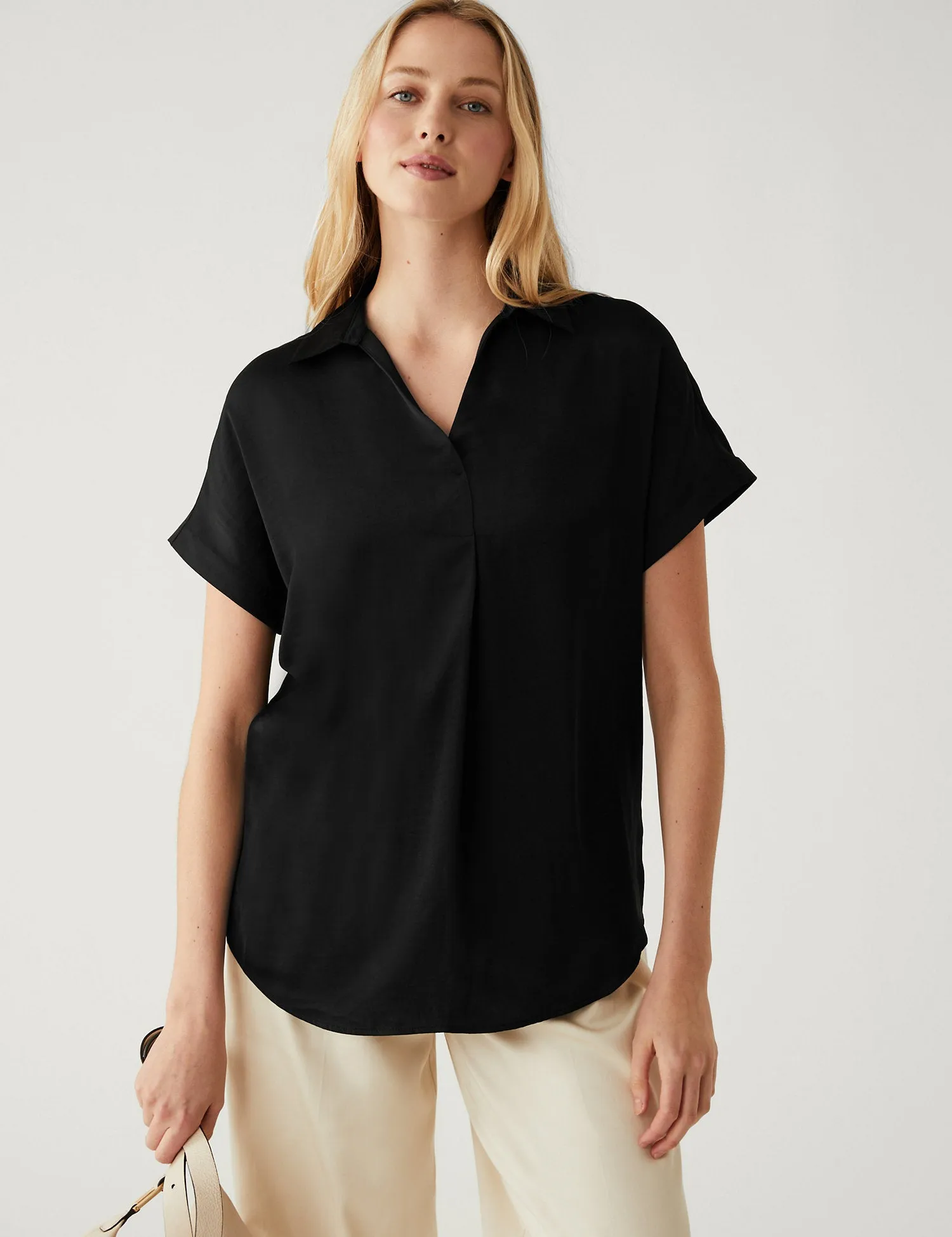 Satin Popover Blouse