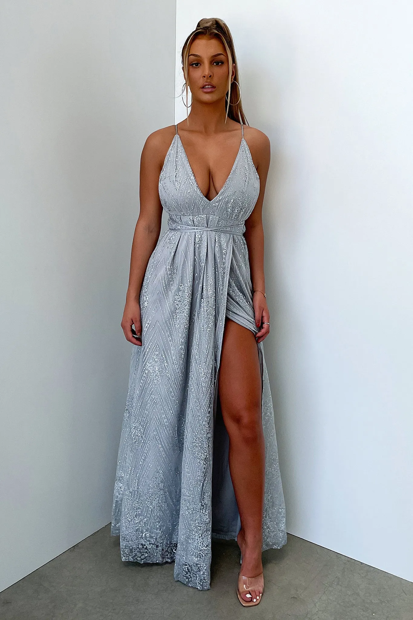 Scarlett Dress - Silver Glitter