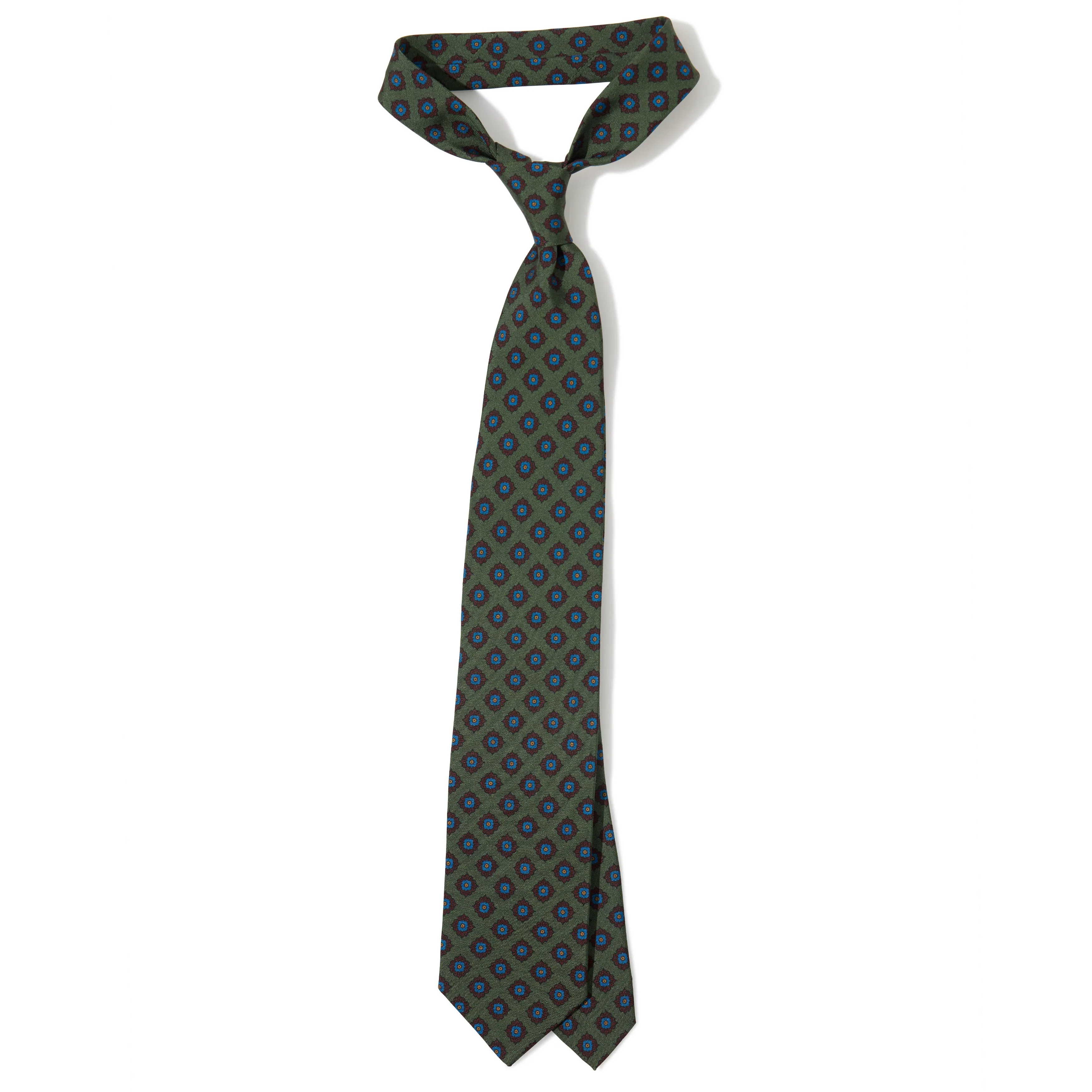 Silk Square Flower Medallion Tipped Tie