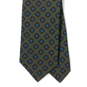 Silk Square Flower Medallion Tipped Tie