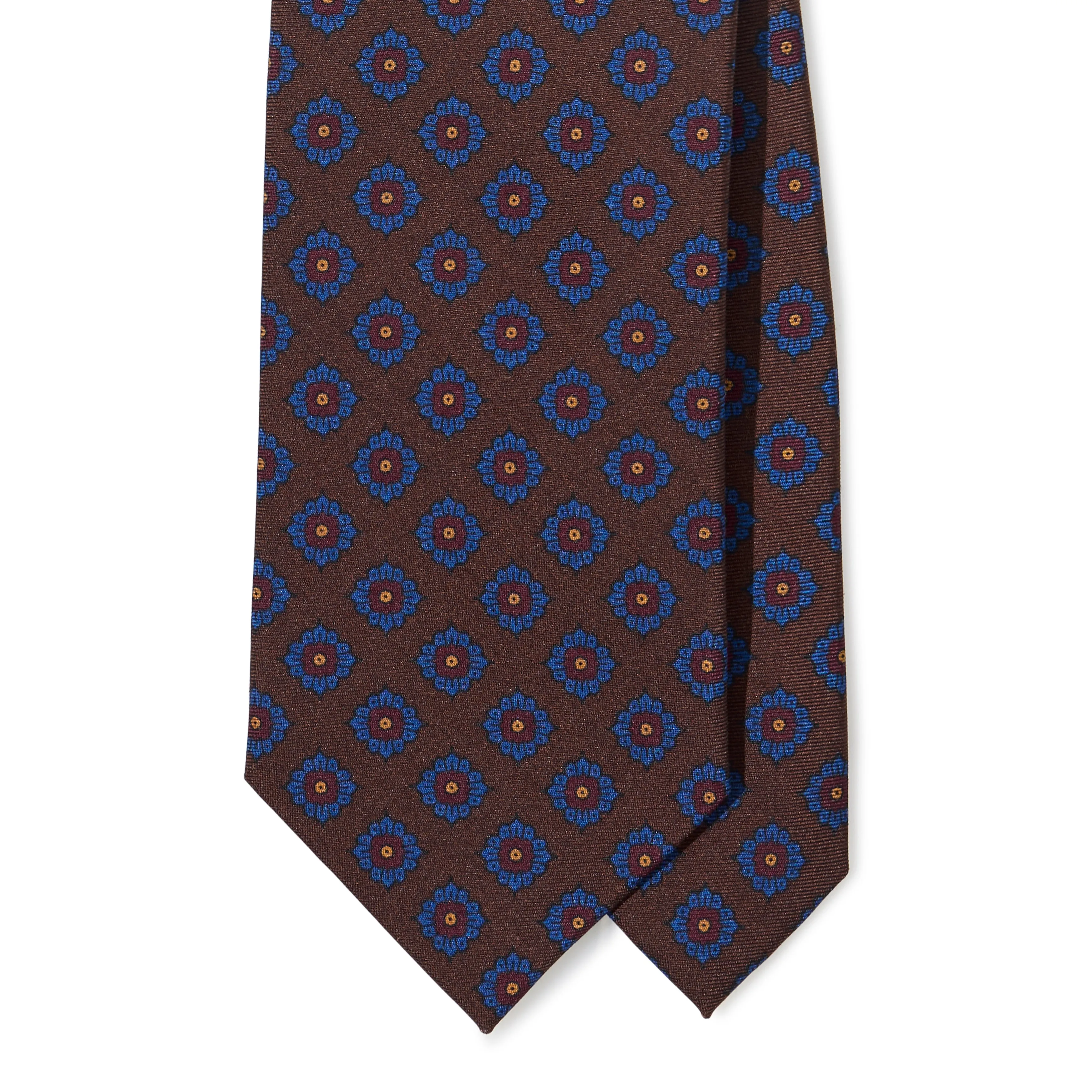 Silk Square Flower Medallion Tipped Tie