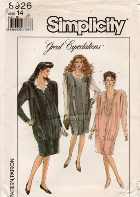 Simplicity 8926 Womens Retro Drop Waisted Maternity Jumper Dress & Blouse 1980s Vintage Sewing Pattern Size 14