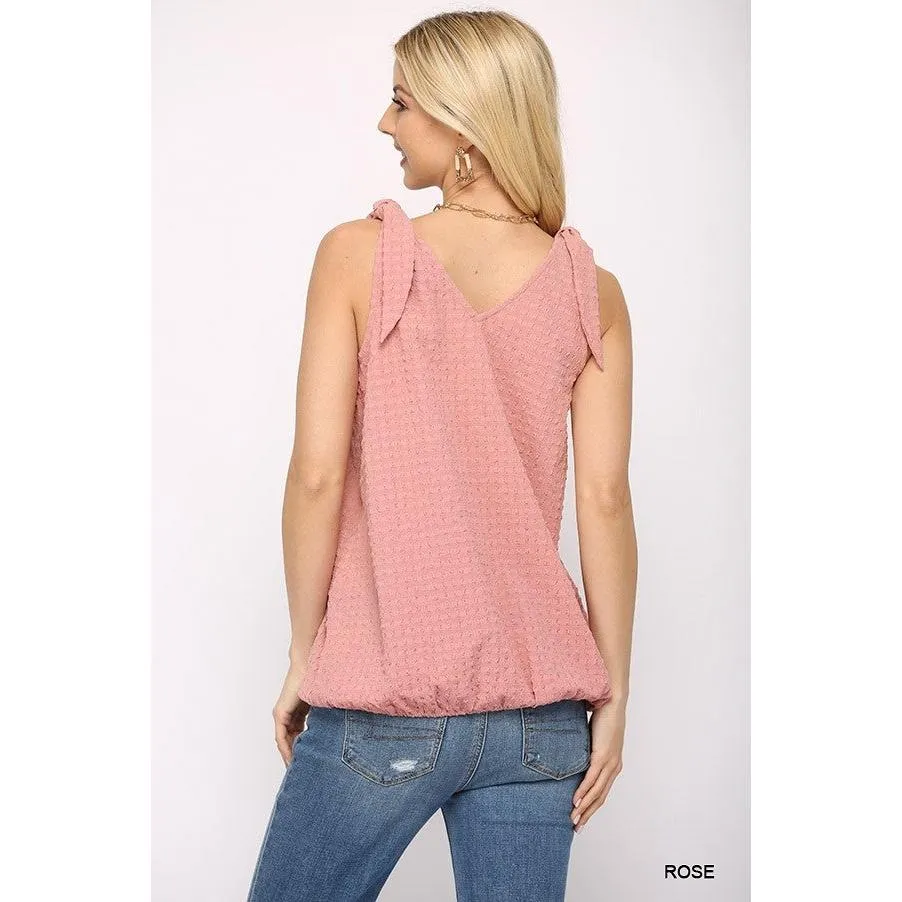 Sleeveless Surplice Neckline Rose Pink Top