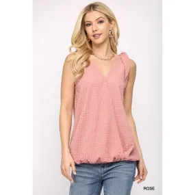 Sleeveless Surplice Neckline Rose Pink Top