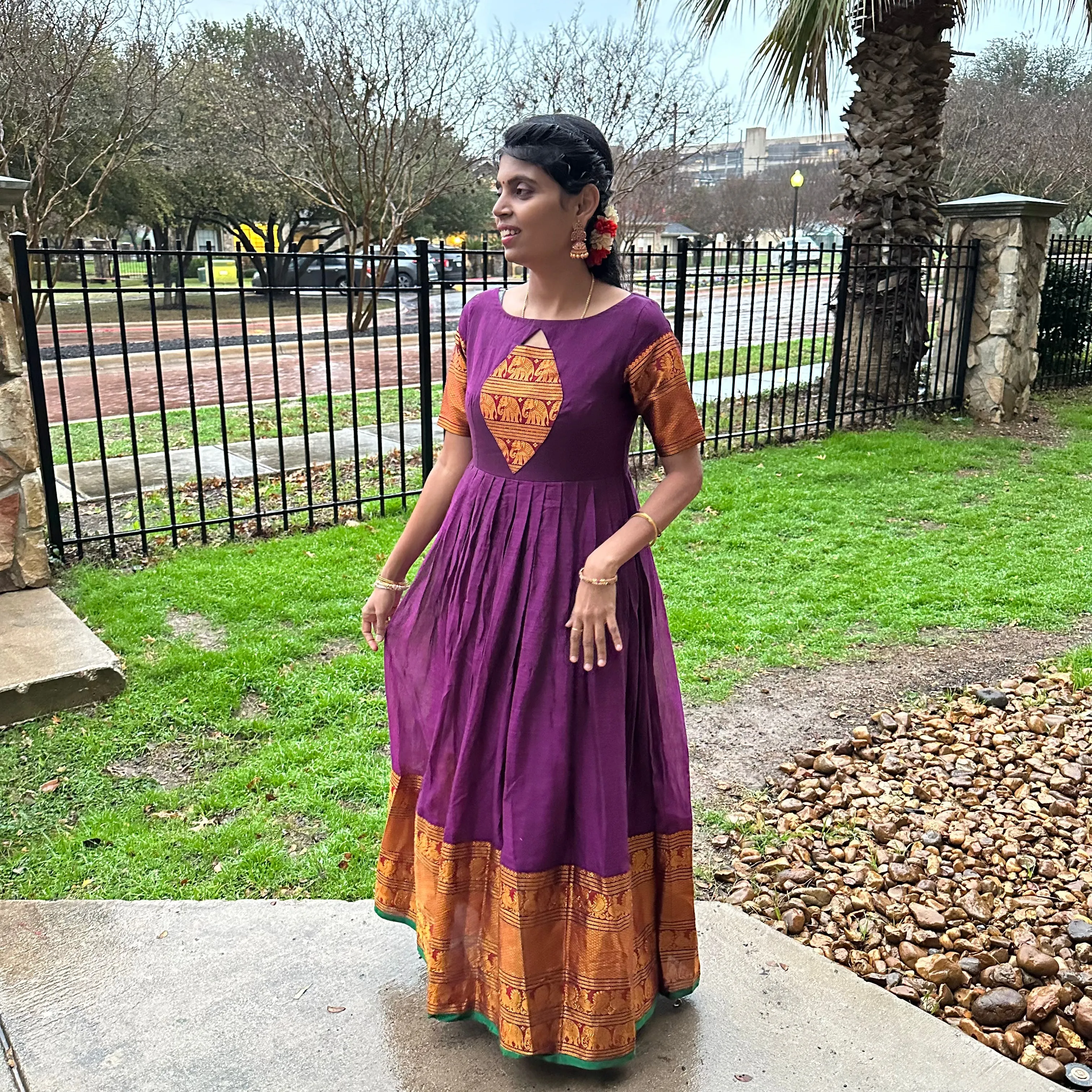 Sophisticated Opulence: Purple Narayanpet Full Gown