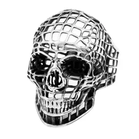 Stainless Steel Mesh Skull Ring