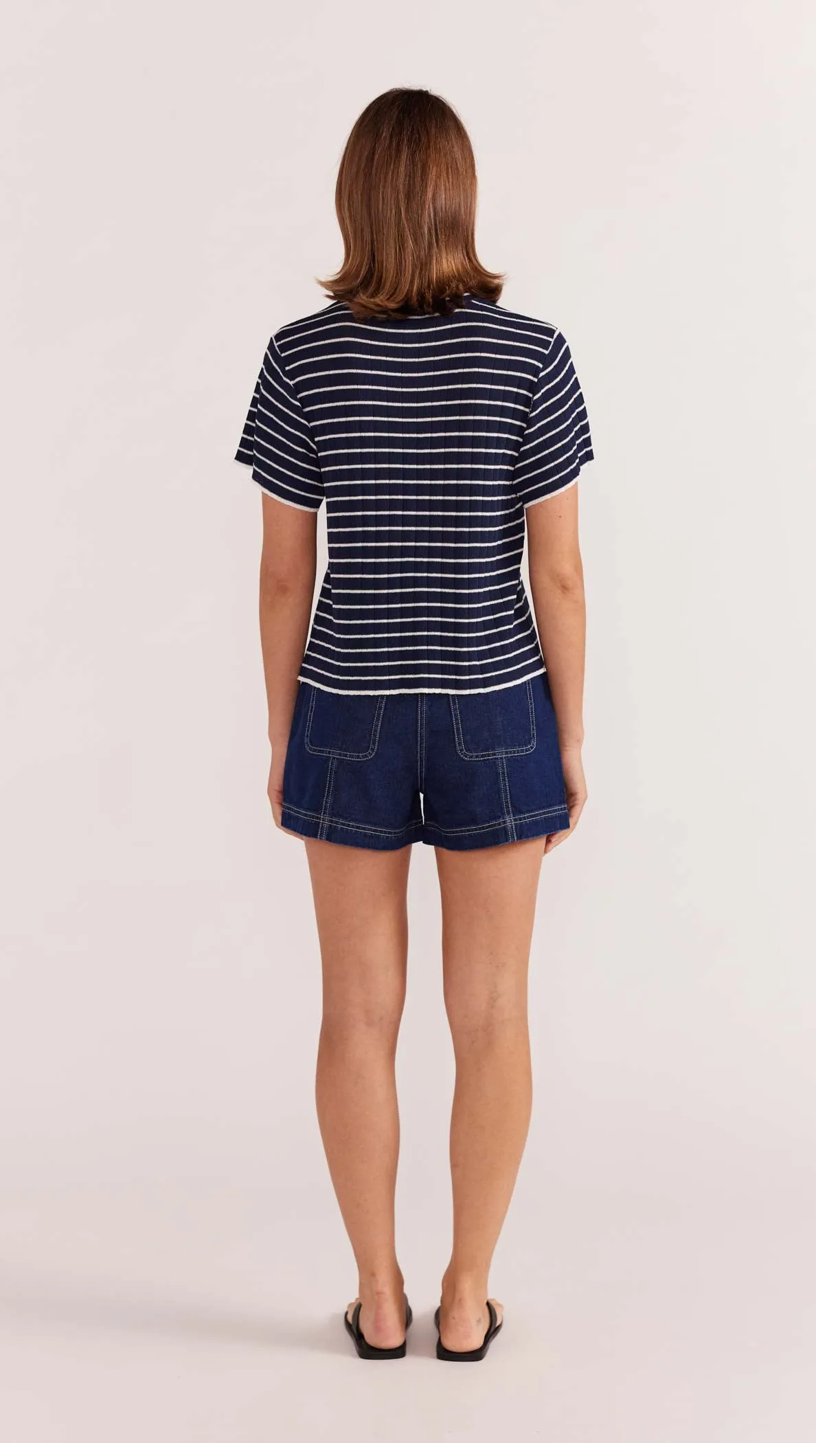 Staple the Label Coco Stripe Knit Tee - Navy/White