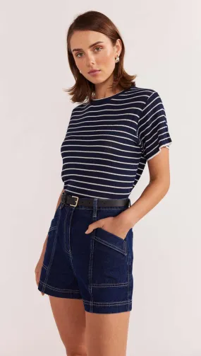 Staple the Label Coco Stripe Knit Tee - Navy/White