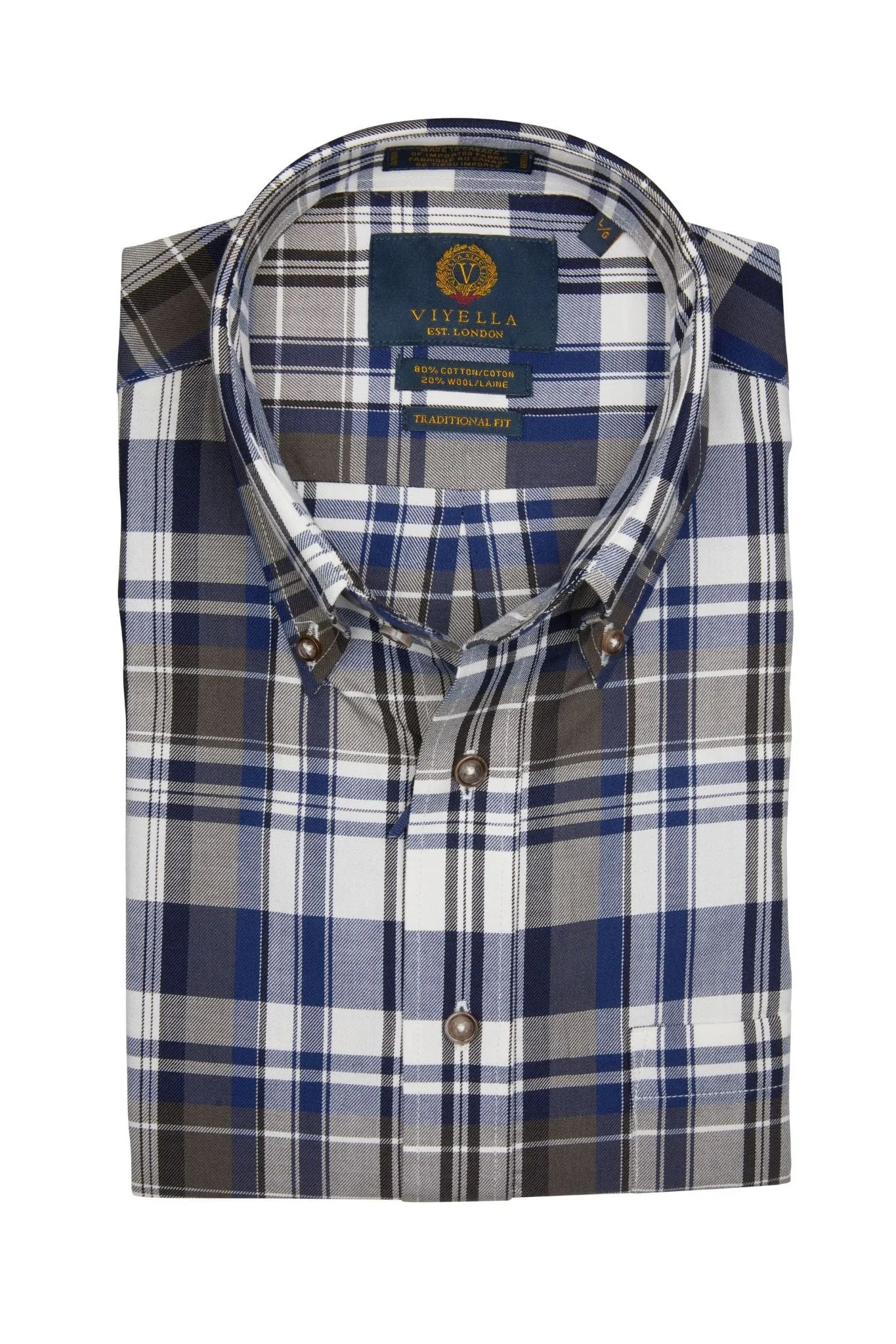 Stylish Navy Plaid Long Sleeve Button Down Shirt