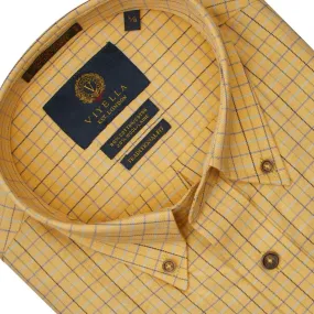 Stylish Yellow Check Long Sleeve Button Down Shirts