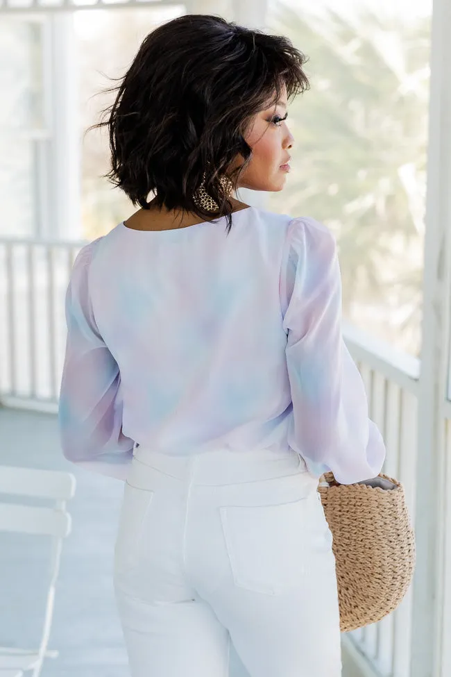 Suit Yourself Multi Watercolor Wrap Long Sleeve Bodysuit FINAL SALE