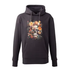 Tenacious 'Orange Flower Skull' Charcoal Hoody