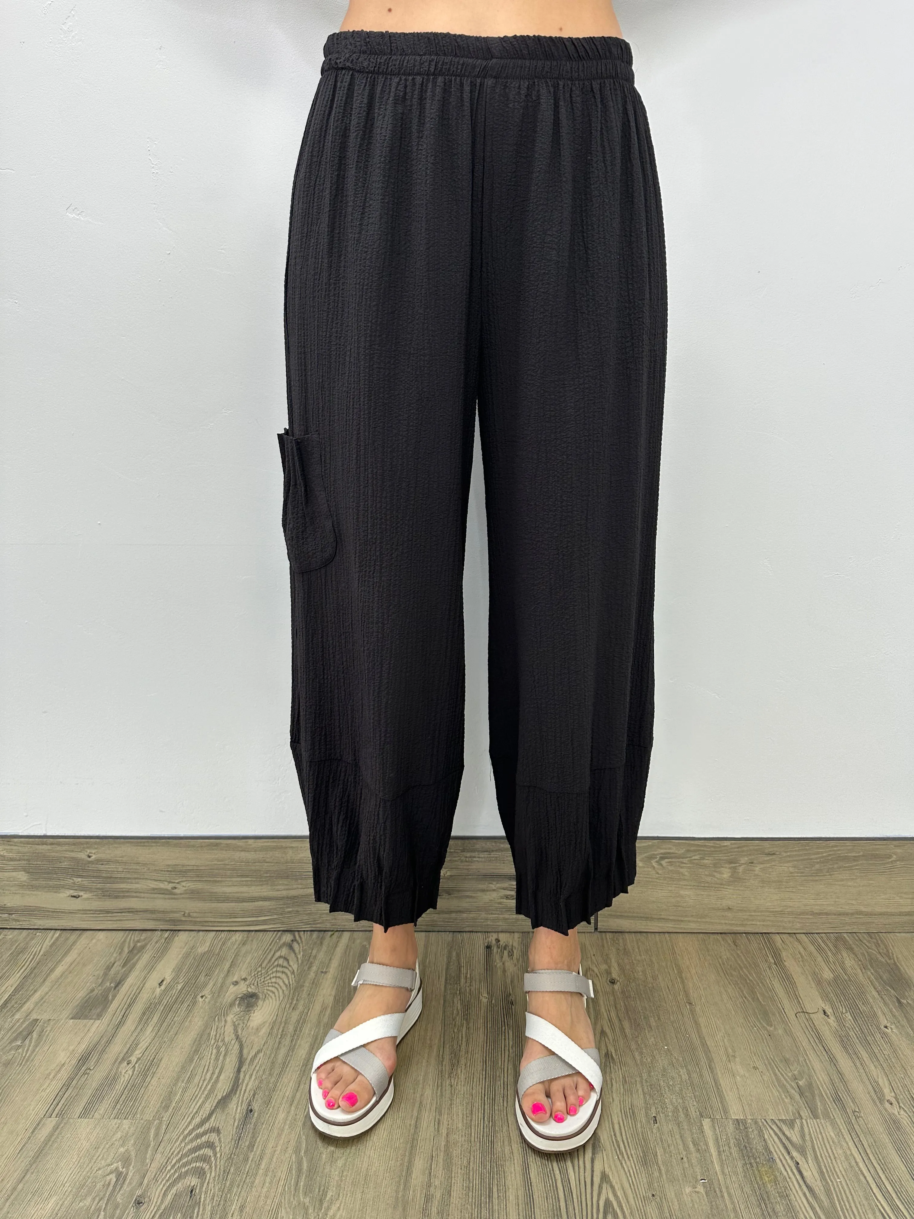 Textured Black Pant with Detail