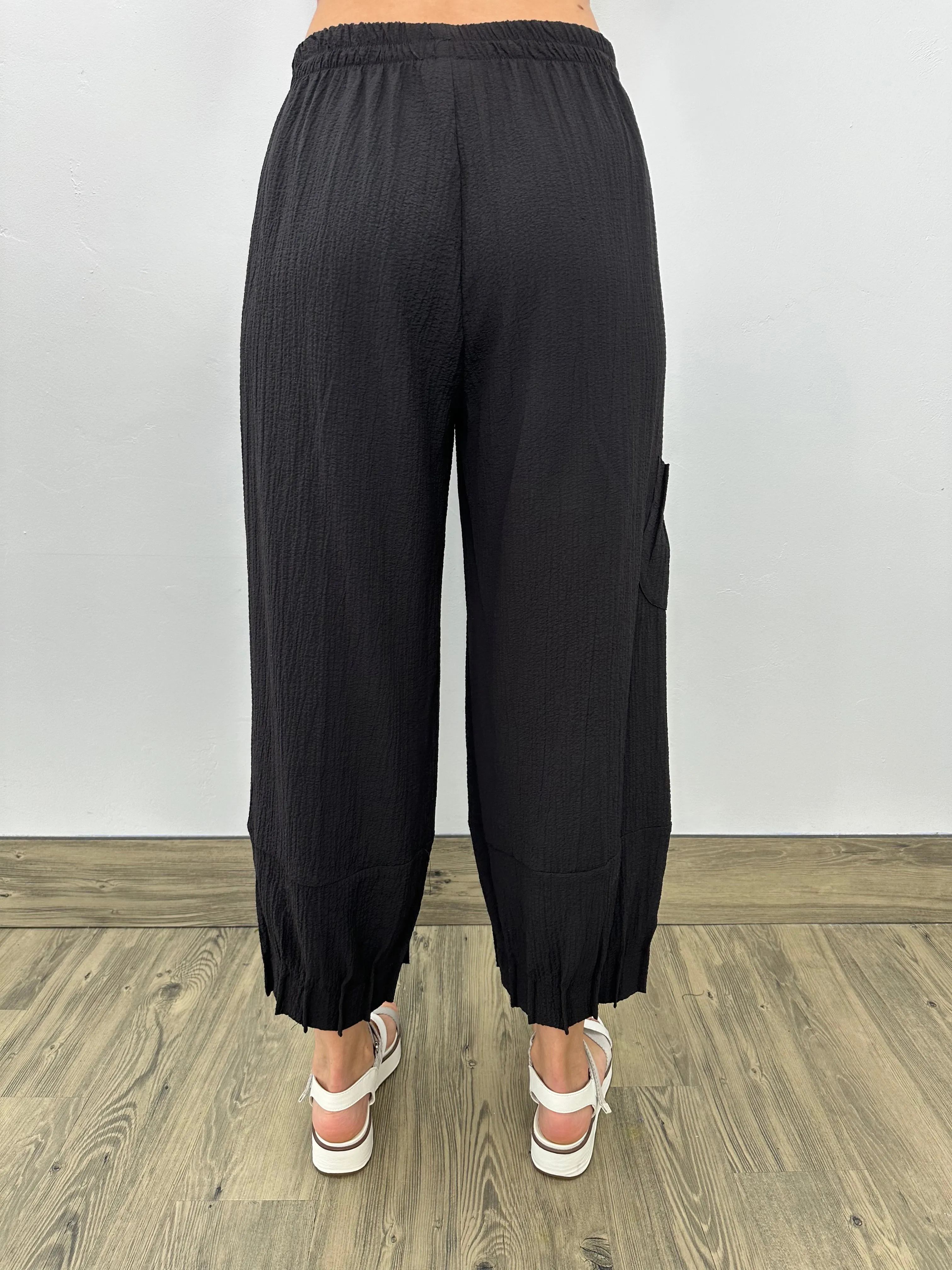 Textured Black Pant with Detail