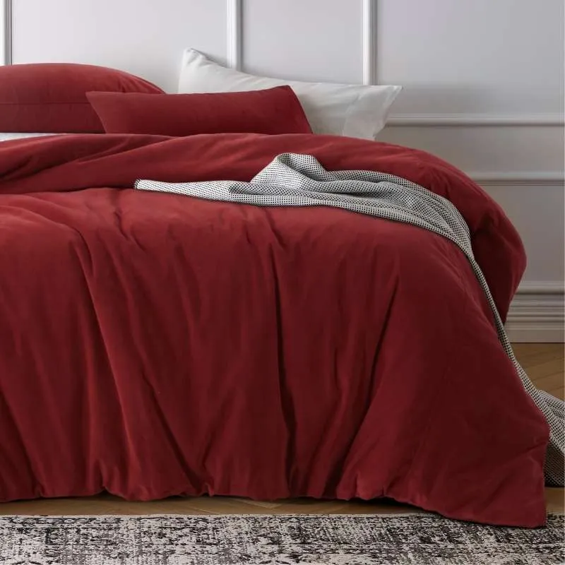 Vintage Design Cotton Velvet Rouge Quilt Cover Set