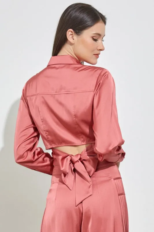 Wella Wrap Collar Top in Burnt Rose or Black