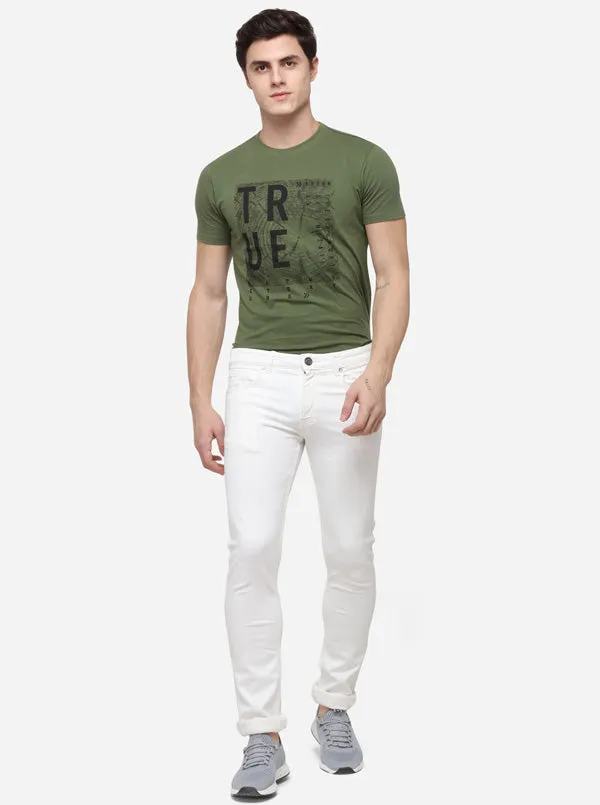 White Solid Narrow Fit Jeans | Greenfibre