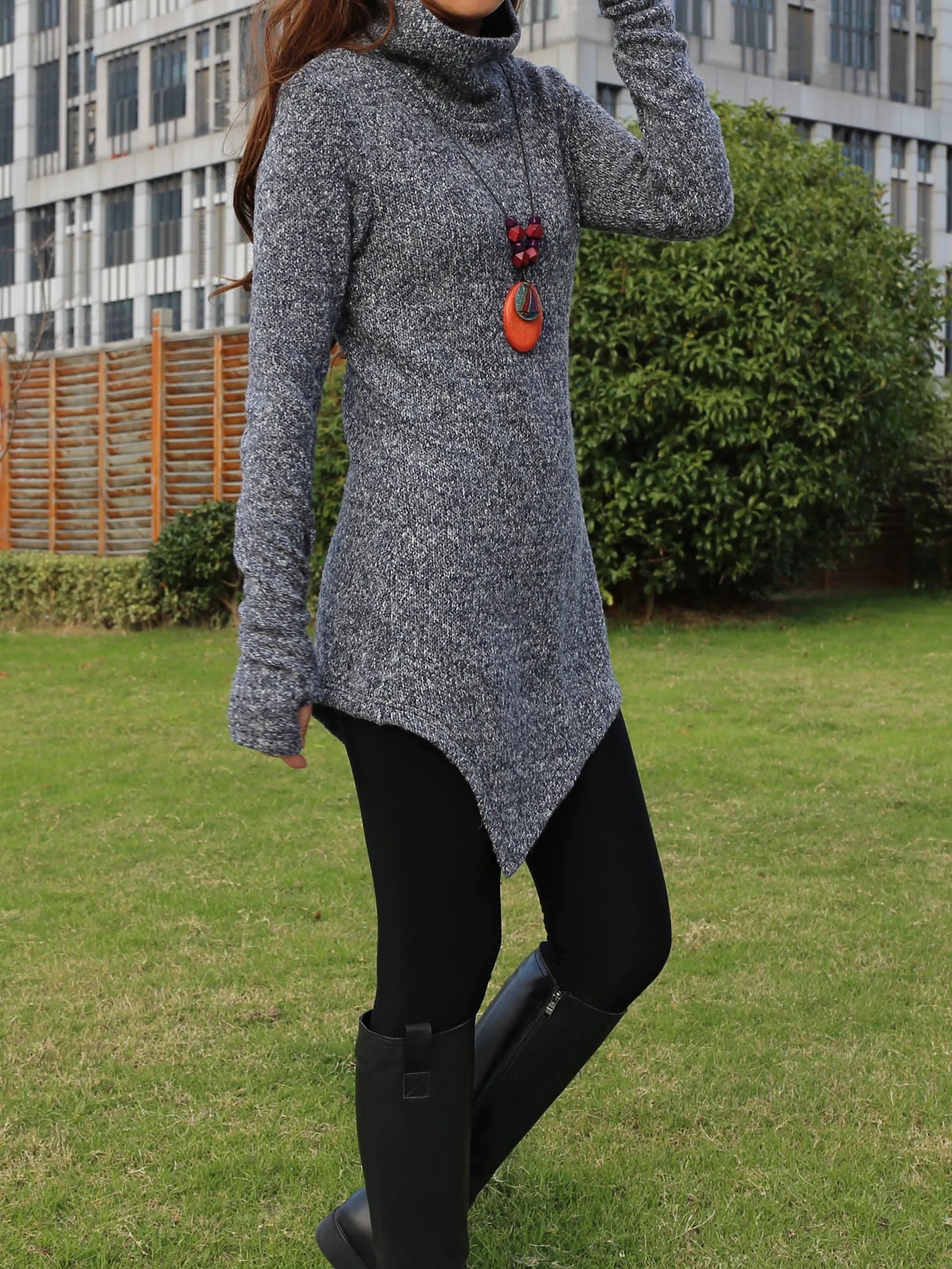 women cowl neck sweater/pullover sweater dress/Asymmetrical knit sweater/oversized knit top/customized tunic dress/plus size sweatshirt/casual jumper (Y1853)