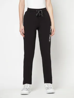 Women's Casual  Black Full length Mid rise Track Pants