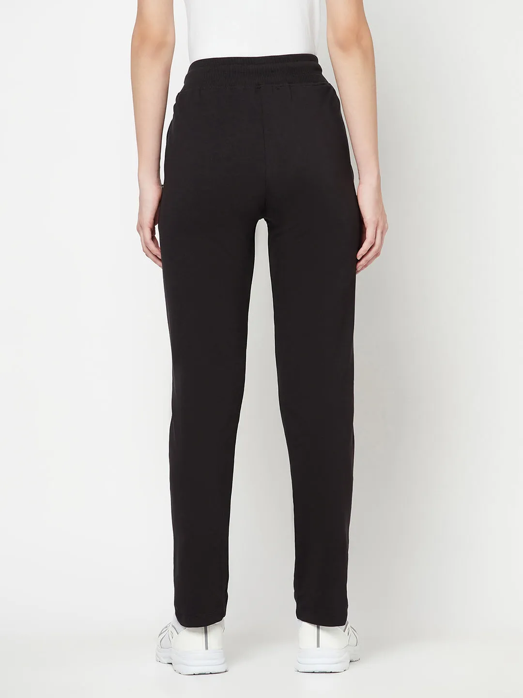 Women's Casual  Black Full length Mid rise Track Pants