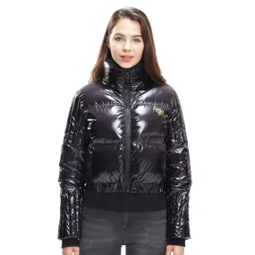 Womens Down jacket Glossy Look cropped style for the Winter