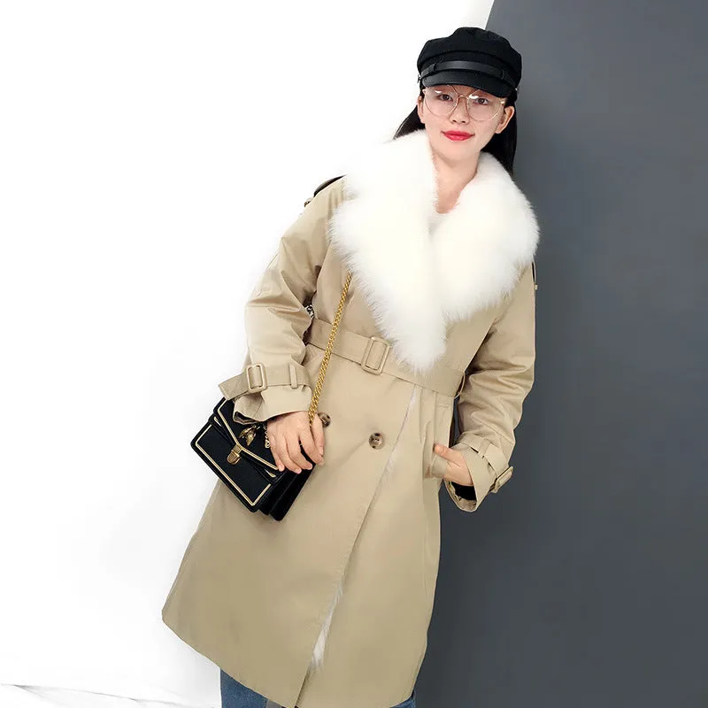 Women's Winter Casual Warm Slim Long Parka With Fox Fur