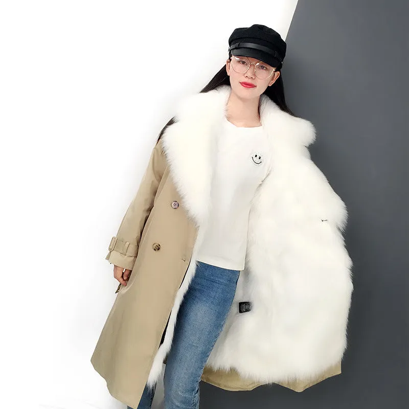 Women's Winter Casual Warm Slim Long Parka With Fox Fur