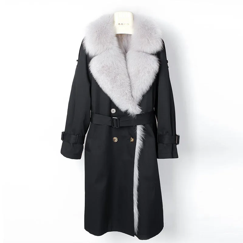 Women's Winter Casual Warm Slim Long Parka With Fox Fur