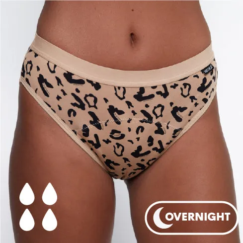 WUKA Leopard Print Bikini Period Pants - Heavy Overnight Flow