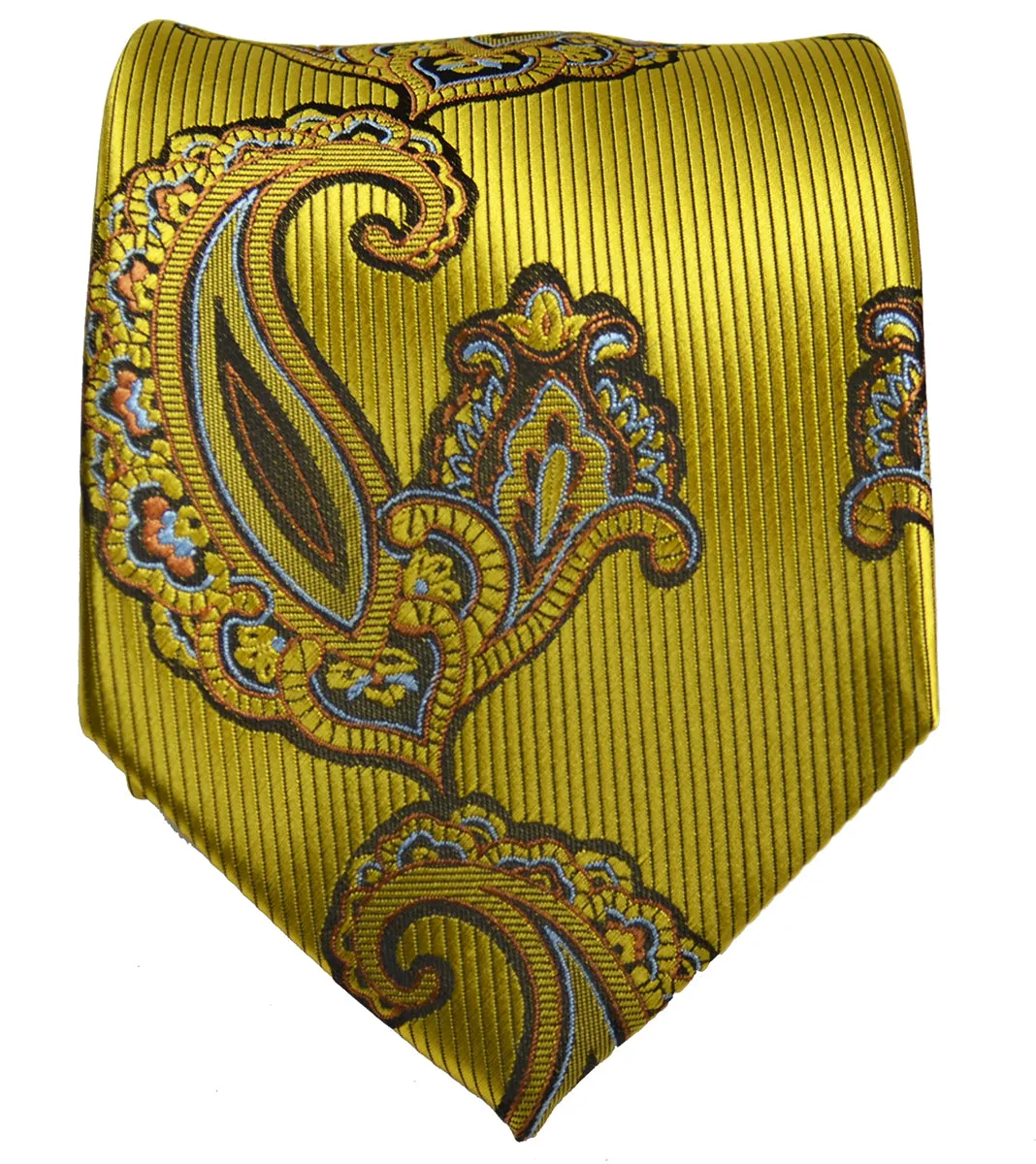 Yellow Gold Paisley Tie and Pocket Square